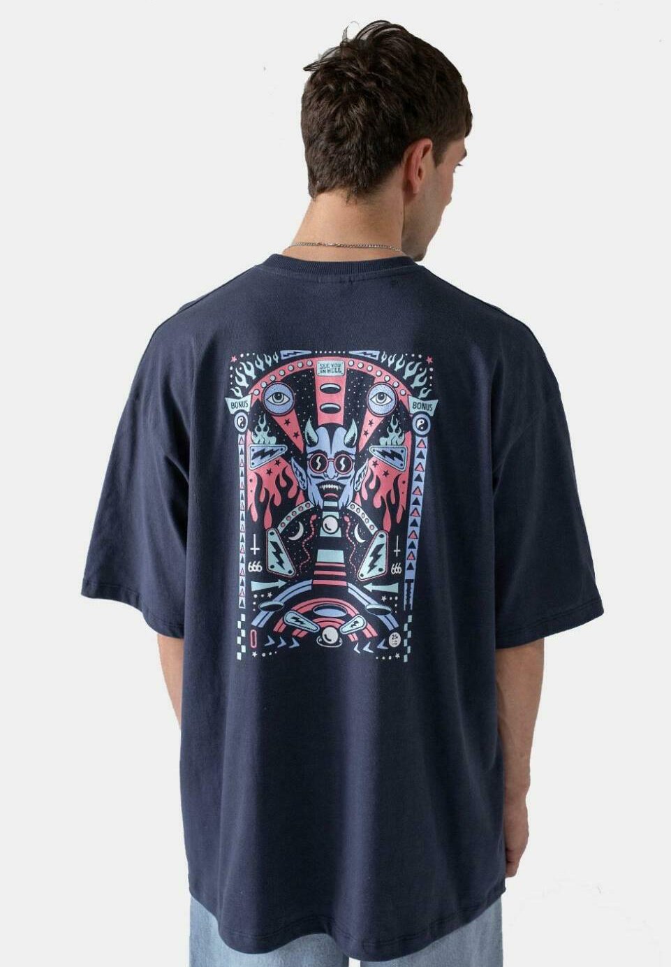 Kaotiko PINBALL Camiseta estampada navy/azul marino