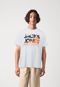 Jack & Jones JJLUKE PLUS TEE 5 PACK - Print T-shirt - goblin blue/white/black/deepteal/navy blazer