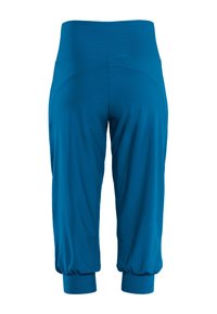 Pantalones cortos en color verde azulado con una cinturilla ancha, puños elásticos y un tejido suave y elástico. Presenta un corte relajado y un discreto detalle de costura.