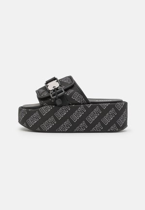VIZER PLATFORM SLIDE - Mules à talons - black/white