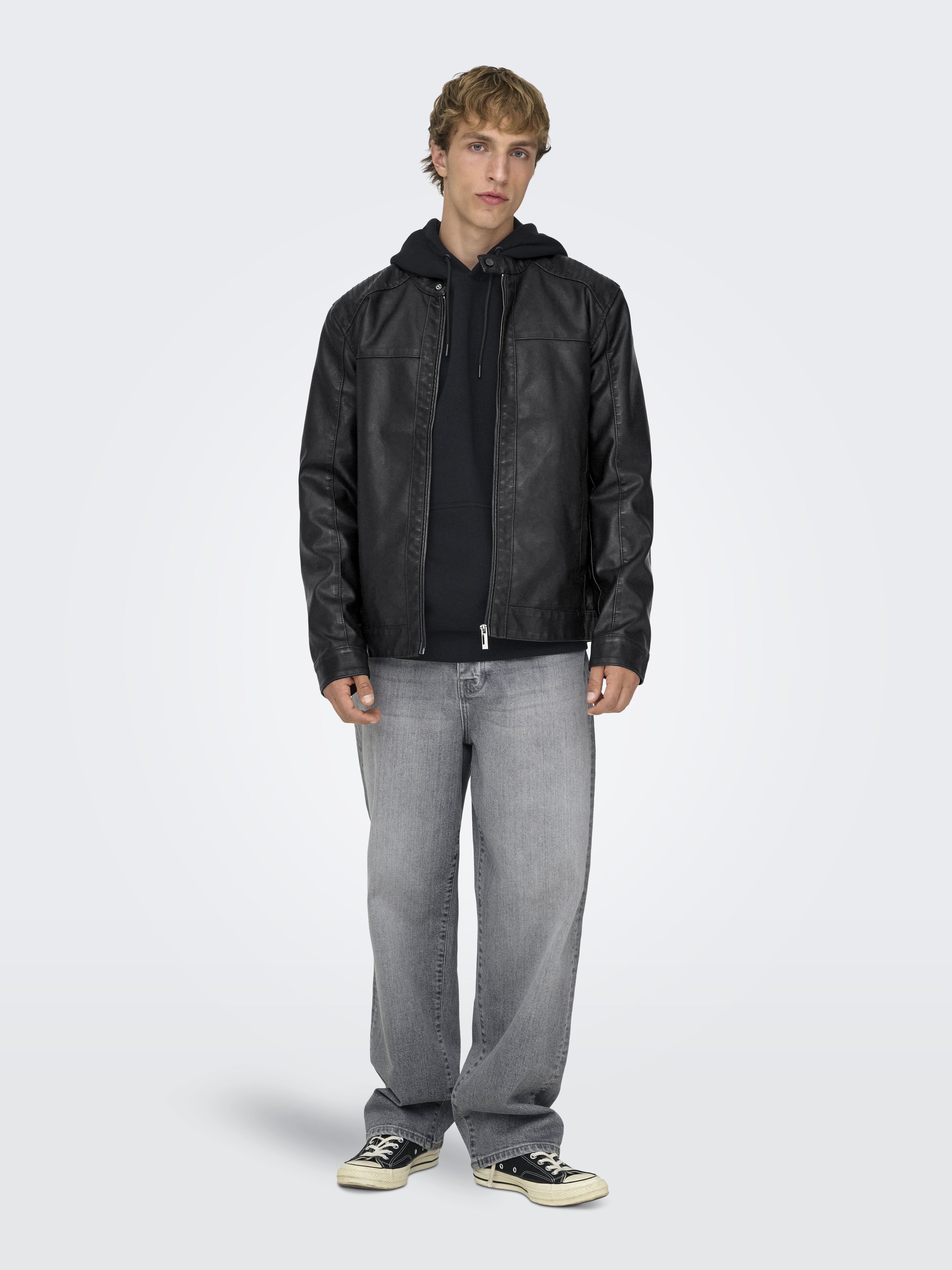 444 Only & Sons ONSMIKE RACER - Jachetă din imitație de piele - black