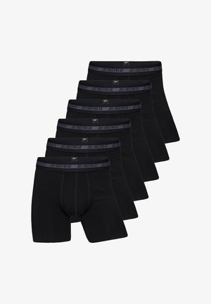 Sorte boxershorts i en seks-pak, fremstillet af blødt stof med et sømløst design. Har et gråt elastisk taljebånd med "JBS UNDERWEAR" branding.