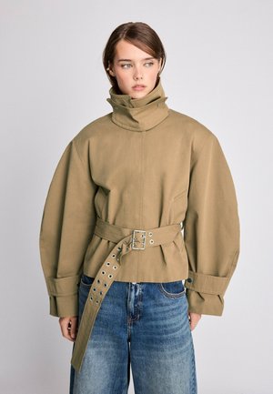 Stradivarius, SHORT TRENCH COAT WITH BELT - Veste légère - mottled brown