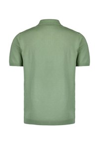 Polo shirt met korte mouwen in lichtgroen. Kenmerkt zich door een omklapbare kraag, ribgebreide mouwen en een effen textuur.