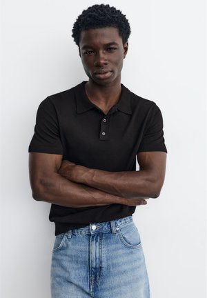 PULL&BEAR, SHORT SLEEVE - Bluză polo - black