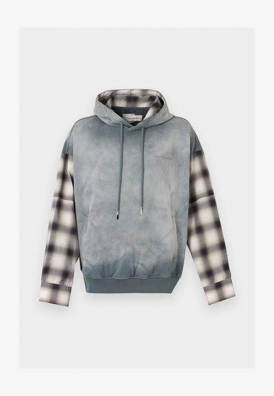 Φούτερ με κουκούλα σε ανθρακί χρώμα, καρό μακριά μανίκια, μπροστινή τσέπη και ρυθμιζόμενη κουκούλα με κορδόνι.