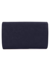 Obdélníková kožená kabelka v námořnicky modré barvě s hladkou texturou a zaoblenými hranami, zobrazená zepředu na bílém pozadí.