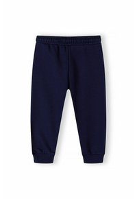 Marina byxor i mjukt material, med en elastisk midja, ribbade muddar och en slät yta för bekväm användning.