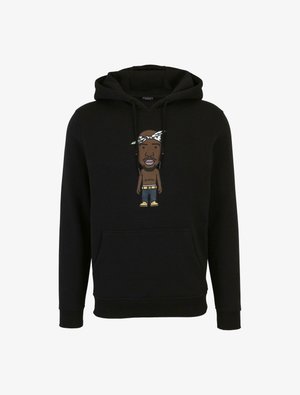 Juodas džemperis su grafiniu piešiniu, vaizduojančiu animacinio personažo motyvą priekyje. Turi suvarstomą kapuchoną ir priekinį kengūros kišenę.