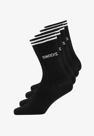 SNOCKS HOHE MIT STREIFEN 4 PACK - Socken - schwarz