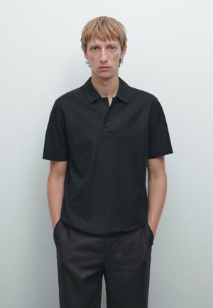 TEXTURED WITH HIDDEN BUTTON  - Polo - dark blue