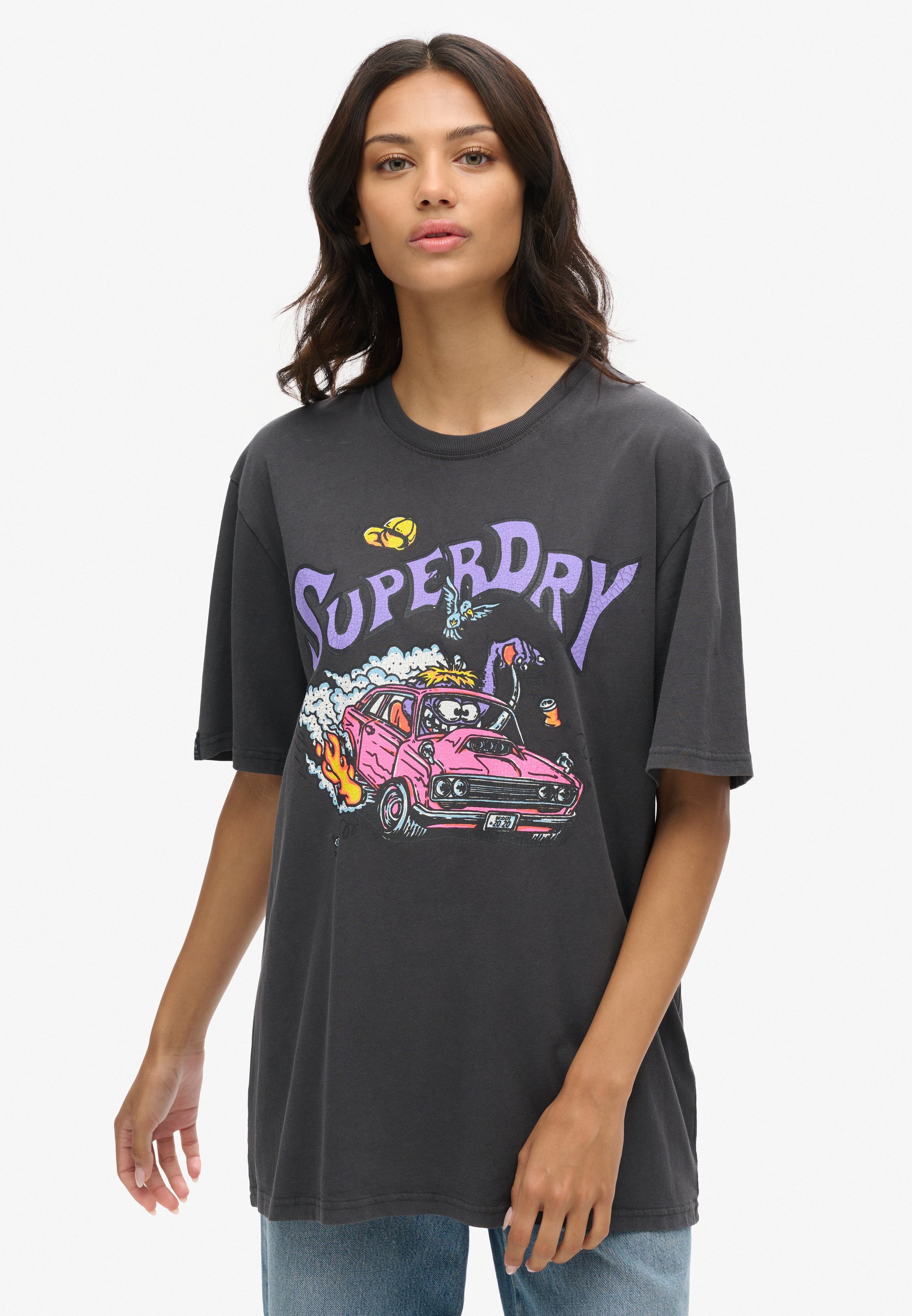 Superdry T-shirt print blackboard/zwart