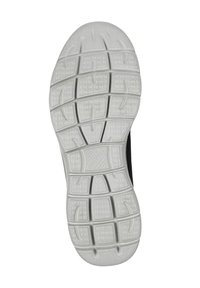 Suola di scarpa con un fondo in gomma bianca texturizzata, caratterizzata da modelli di battistrada profondi per una presa sicura, che si trasforma in un lato superiore nero.