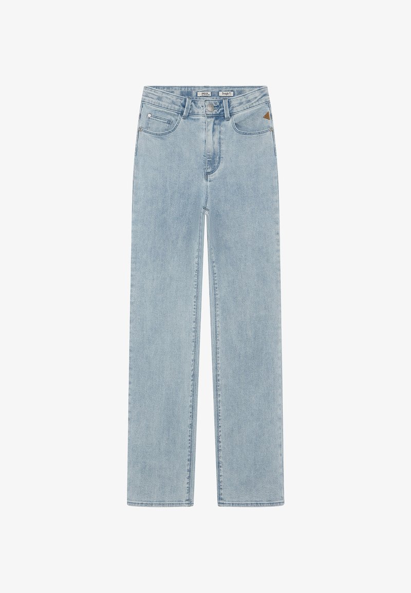 Lyseblå denimjeans med straight-fit ben, der har forlommer, lukning med øverste knap og diskrete syningsdetaljer.