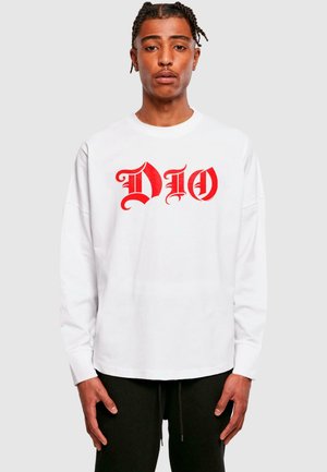 White long-sleeve T-shirt featuring a large red "DIO" graphic logo on the front. Fabric appears soft with a relaxed fit and basic crew neckline.