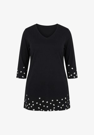 Ulla Popken, LONGSHIRT, MOTIVDRUCK, A-LINIE, V-AUSSCHNITT, 3/4-ARM - Camiseta de manga larga - black
