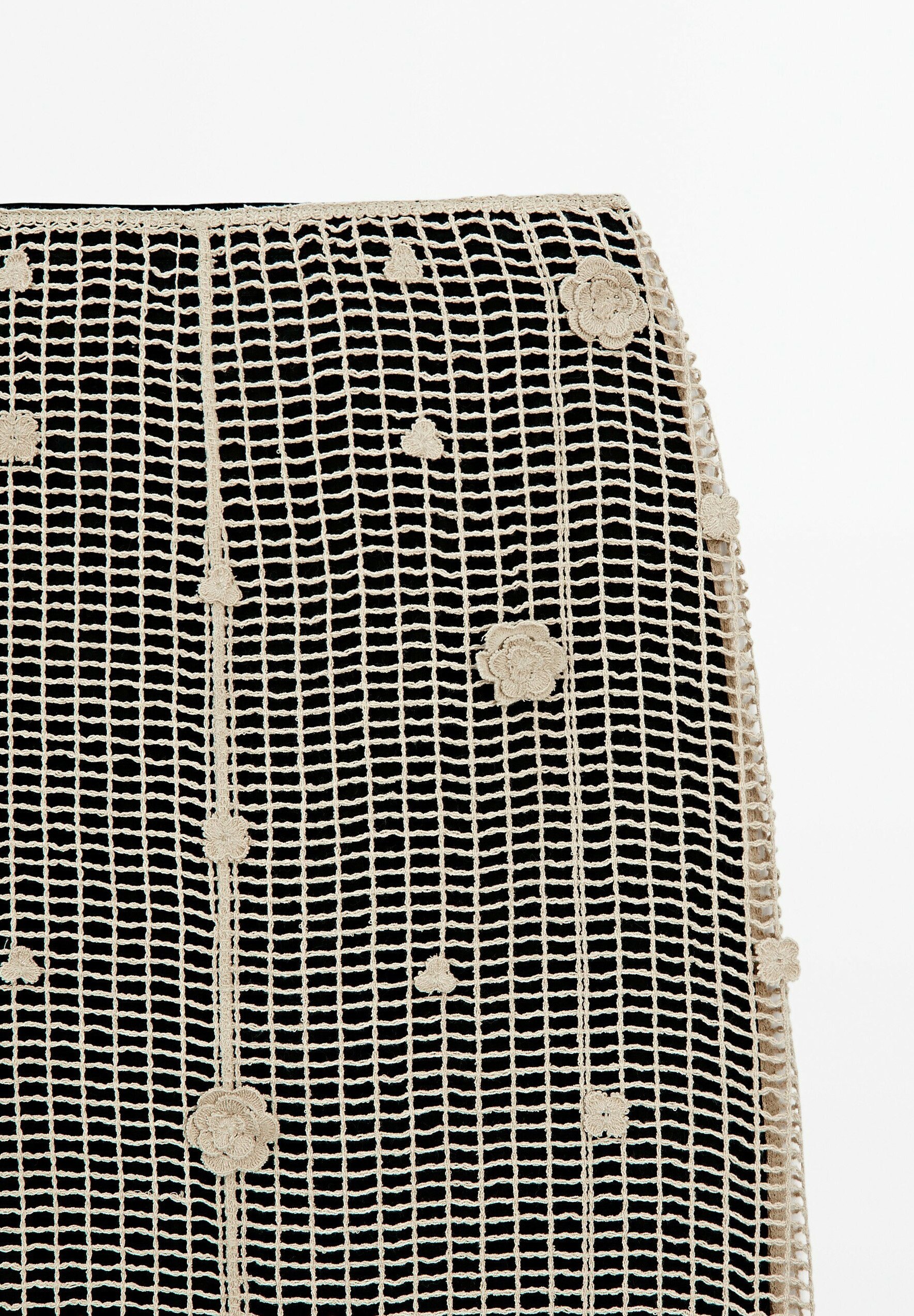 Massimo Dutti WITH FLORAL EMBROIDERY - A-line skirt - beige