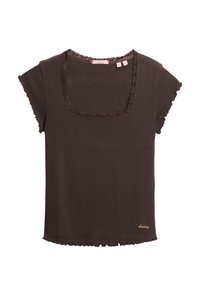 ESSENTIAL SQUARE NECK SHORT SLEEVE - Camiseta básica - dark brown