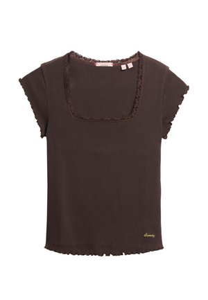 Superdry ESSENTIAL SQUARE NECK SHORT SLEEVE - T-shirt basique - dark brown