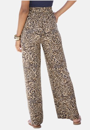 Trousers - beige-jeansblau bedruckt