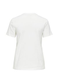 Effen witte T-shirt met korte mouwen, gezien vanuit de achterkant, met een ronde halslijn en een iets losse pasvorm.