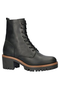 Nelson Enkellaarsjes met plateauzool - zwart