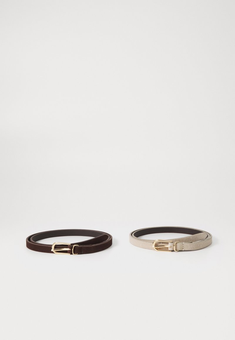 Zign by Zalando - LEATHER UNISEX 2 PACK - Riem - dark brown / beige, Vergroten