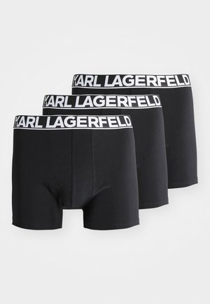 Boxer en coton noir avec une large ceinture élastique blanche portant le logo "KARL LAGERFELD". Trois paires incluses.