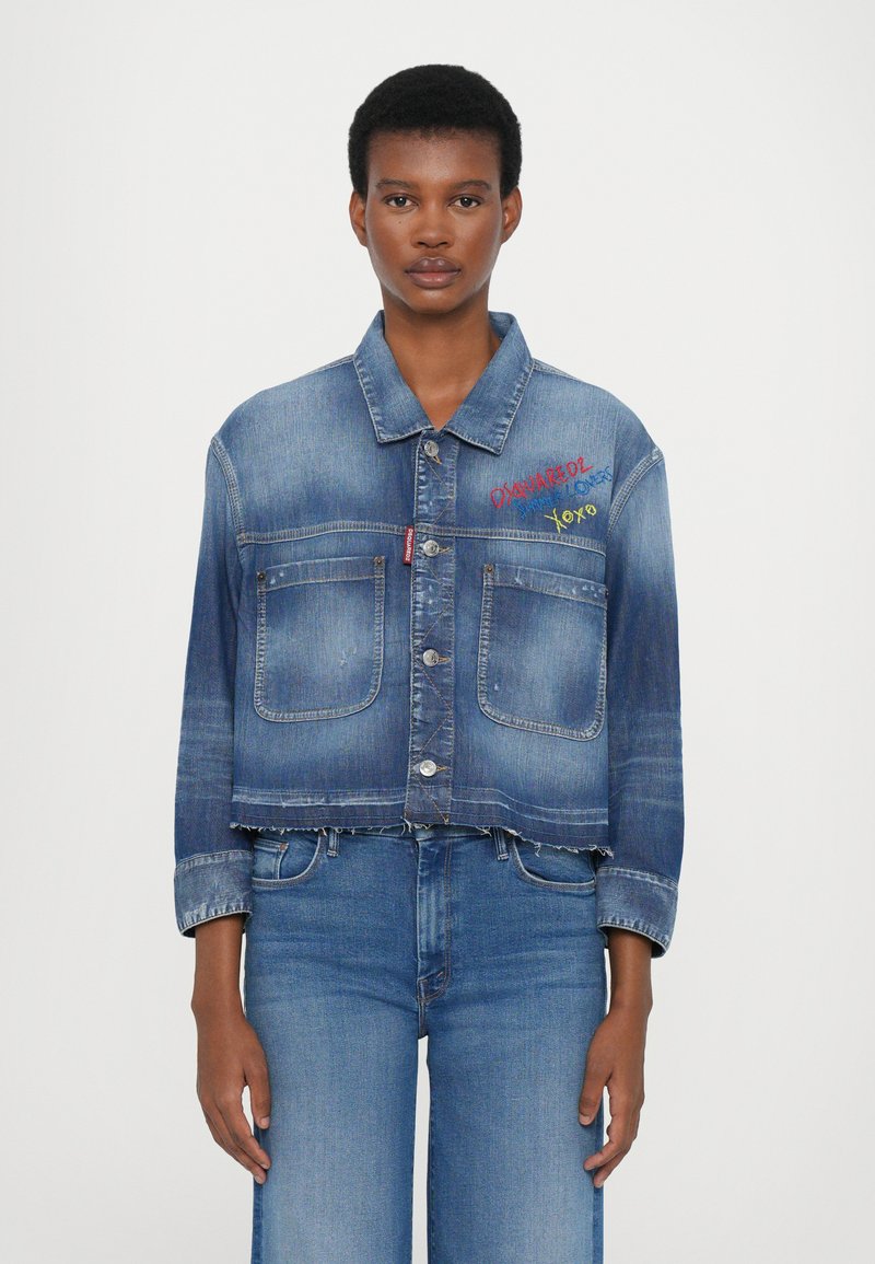 Dsquared2 MEDIUM WASH MAXI JACKET - Džinsinis švarkelis - navy blue