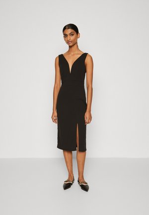 V NECK MIDI - Džersio suknelė - black