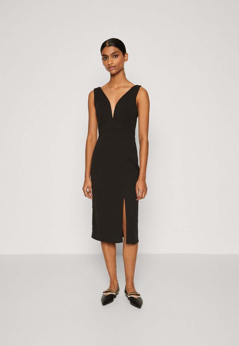 WAL G PETITE V NECK MIDI - Haljina od žerseja - black