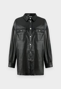 NMFLANNY OVERSIZE PU SHIRT - Button-down blouse - black