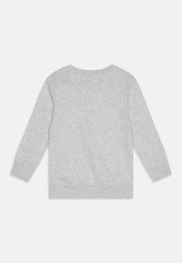 Felpa grigia con maniche lunghe, colletto rotondo e polsini e orlo a coste. Texture morbida e colore uniforme con leggere variazioni.
