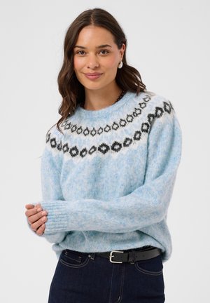 Kaffe, KABERTA PULLOVER - Striktrøje - blue mel -grey chalk pattern