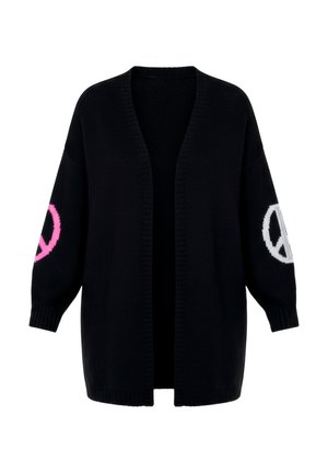 OFFENER PEACE-ZEICHEN BALLONÄRMEL - Strickjacke - black