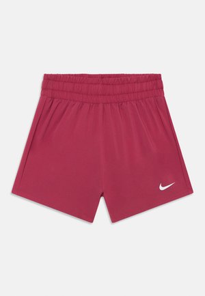 Sorts atletici burgundy cu talie elastică, confecționați dintr-un material ușor, având un mic logo alb Nike în partea stângă jos.