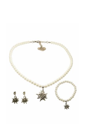 TRACHTENSCHMUCK 3er SET STRASSEDELWEISS PERLEN DIRNDL - Ohrringe - creme weiß