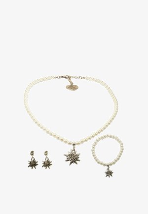 Alpenflüstern TRACHTENSCHMUCK 3er SET STRASSEDELWEISS PERLEN DIRNDL - Earrings - creme weiß