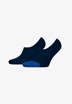 Marineblaue Knöchelsocken aus einem weichen Stoff mit einem blauen Zehenakzent. Das Design umfasst eine gerippte Textur und minimale Markenkennzeichnung.