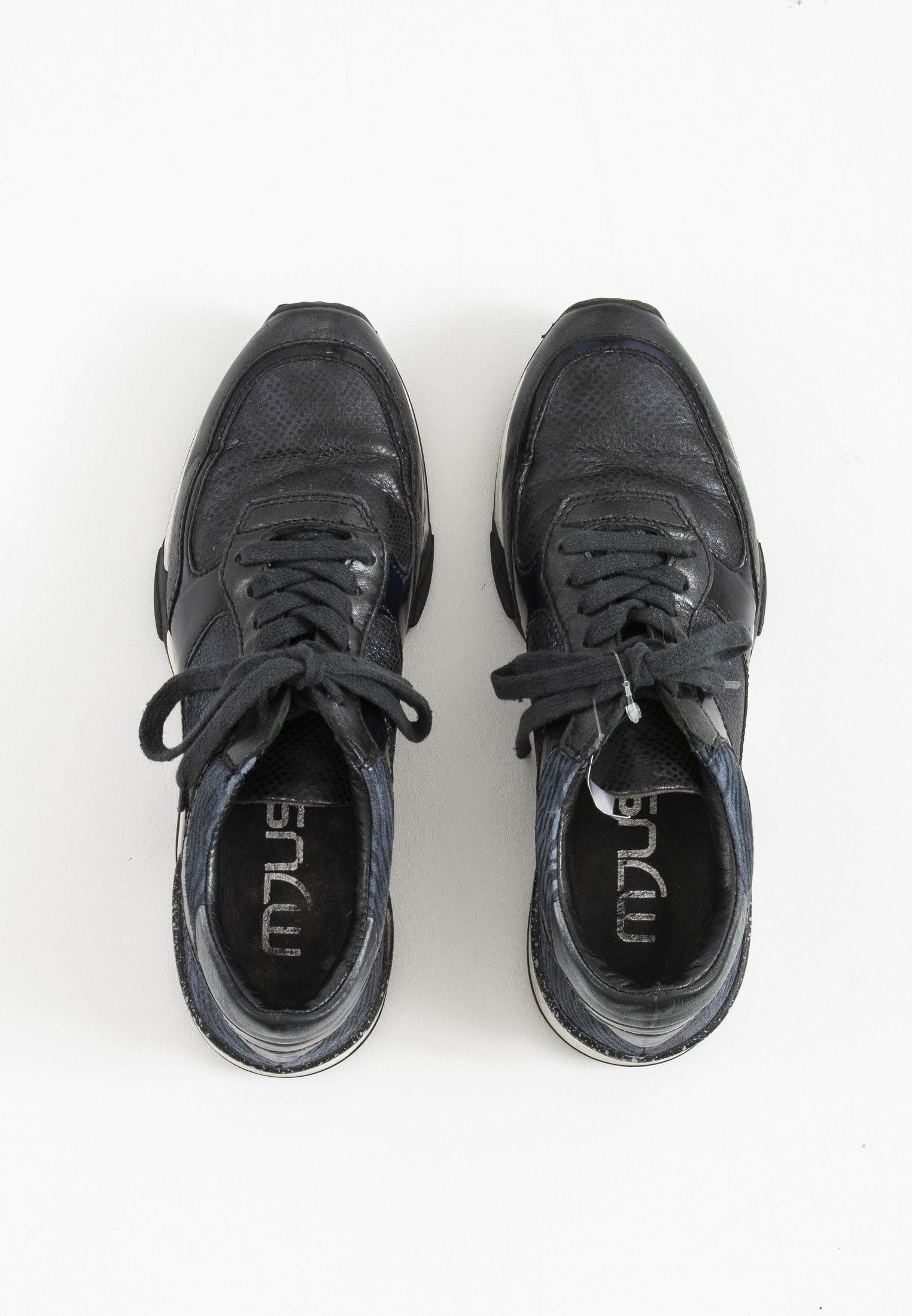 Mjus 794118 sneaker zwart/groen combi leer studs - Alleen bij Past Sch