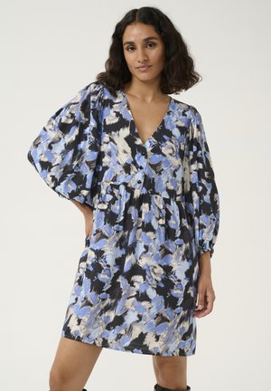 KAFFE  - Paitamekko - black blue graphic strokes