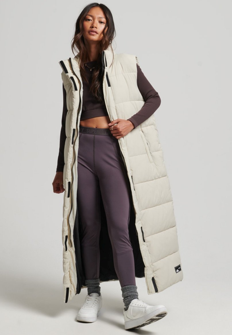 Superdry RIPSTOP LONGLINE PUFFER - Weste - pelican/beige - Zalando.de