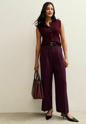 PLUM BELTED TAILORED  - Broek - burgundy