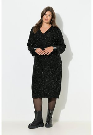 V-AUSSCHNITT  LANGARM  - Strickkleid - graphite
