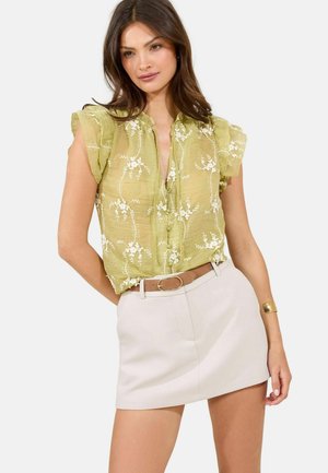 REGULAR FIT - EMBROIDERED KEYHOLE DETAIL - Bluse - green