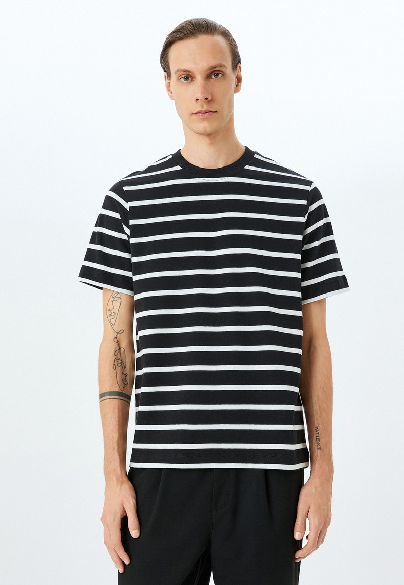 Koton STRIPED - Camiseta estampada - black