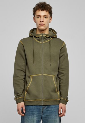 Urban Classics CONTRAST FLATLOCK STITCHED  - Sweatjacke - olive yellow