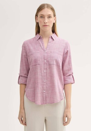 TOM TAILOR WITH SLUB STRUCTURE - Button-down blouse - pink velvet