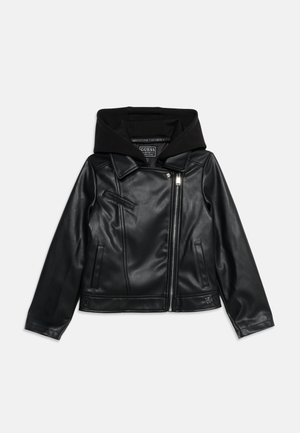 Guess, HOODED JACKET - Kunstlederjacke - jet black