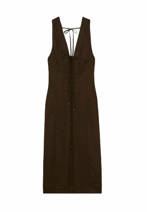 Reiss REGULAR FIT - AMELIA LATTICE FRONT MIDI - Kasdienė suknelė - chocolate brown